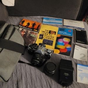 Canon AE-1 Program camera and accessories